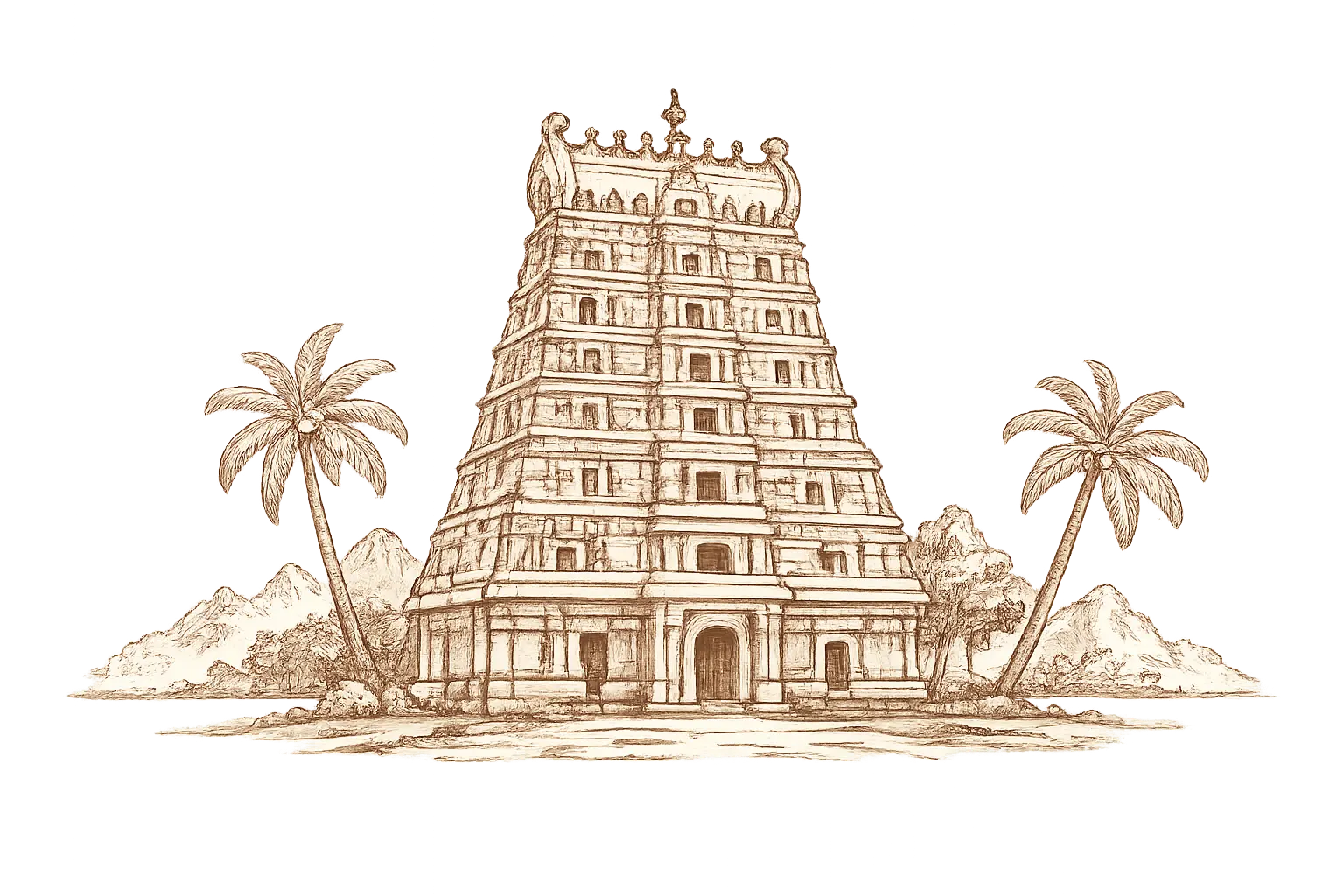 Temple illustration in About Gentle Blend
