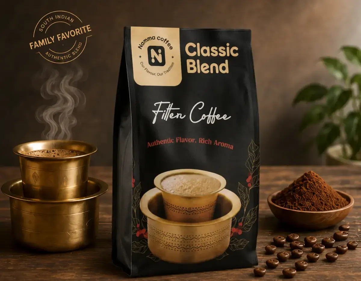 Namma Coffee Classic Blend filter coffee powder, 80% coffee and 20% chicory, 500g