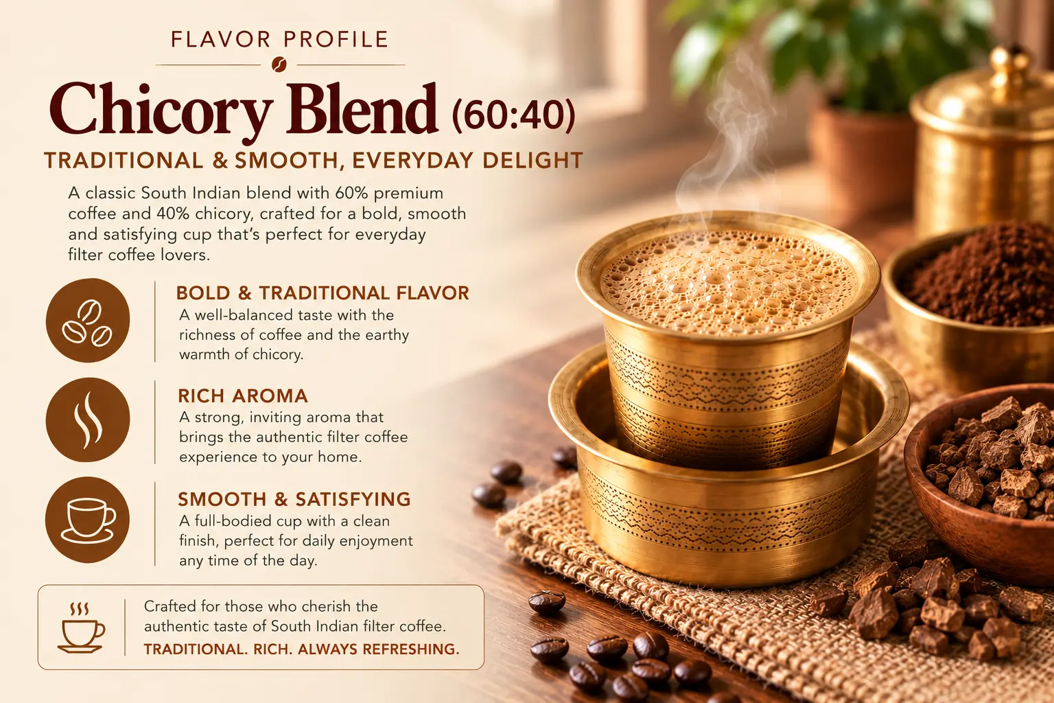 Flavour profile of Chicory Blend filter coffee powder